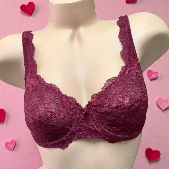 Victoria's Secret Other - Vintage Victoria’s Secret Bra 36DD | Style 3626 | Burgundy Lace & Satin | 1990s